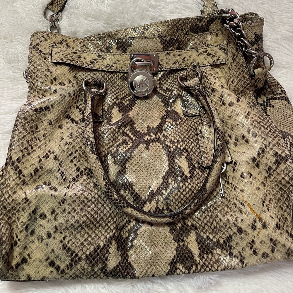 MICHAEL KORS rare snakeskin tote shoulder bag large